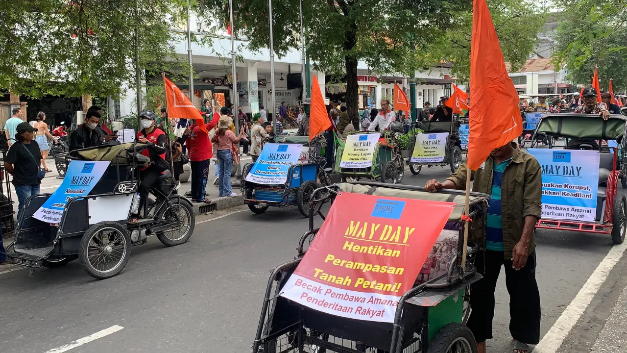 Bentor Hiasi Aksi Hari Buruh 1 Mei 2025 di Yogyakarta, Suarakan Tuntutan Pekerja