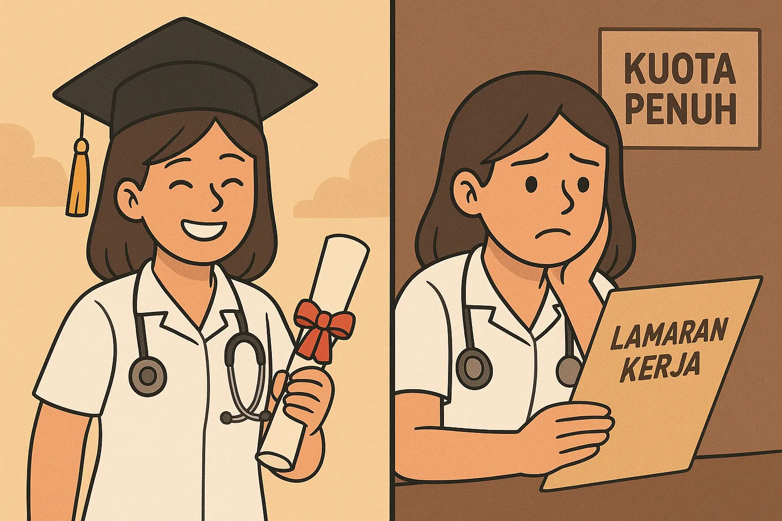 Mahasiswa jurusan keperawatan menghadapi tantangan surplus perawat di Indonesia.