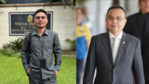 Ketua LBH Ansor Maluku Utara (kiri) dan Dasco (kanan) dalam dua momen berbeda
