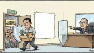 ILUSTRASI: Hukum tetap tegak di atas tekanan kelompok.| Sumber gambar Ilustrasi: Istimewa