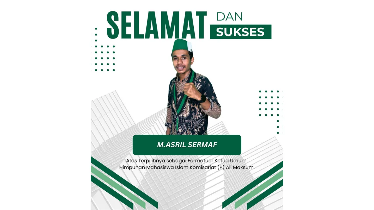 Asril Sermaf berpose usai ditetapkan sebagai Formatur Ketua Umum Komisariat Persiapan (P) Ali Maksum HMI Cabang Yogyakarta dalam Rapat Anggota Komisariat Luar Biasa (RAKLB) Ke-I yang digelar di Gedung Kebudayaan Lafran Pane, Sekretariat HMI Cabang Yogyakarta, Minggu (8/2/2026).