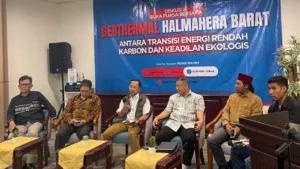 Suasana diskusi publik SEMAINDO Halmahera Barat tentang pengembangan geothermal dan transisi energi rendah karbon di Jakarta, Kamis (12/3/2026).