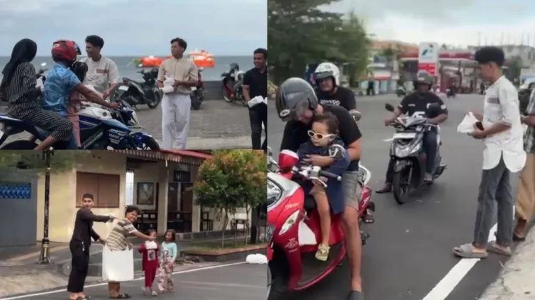 Sejumlah alumni MAN Insan Cendekia Halmahera Barat membagikan takjil kepada masyarakat di Pandara Kananga, Ternate Tengah, Sabtu (14/03/2025). Kegiatan ini menjadi bentuk kepedulian sekaligus mempererat silaturahmi alumni di bulan Ramadan.