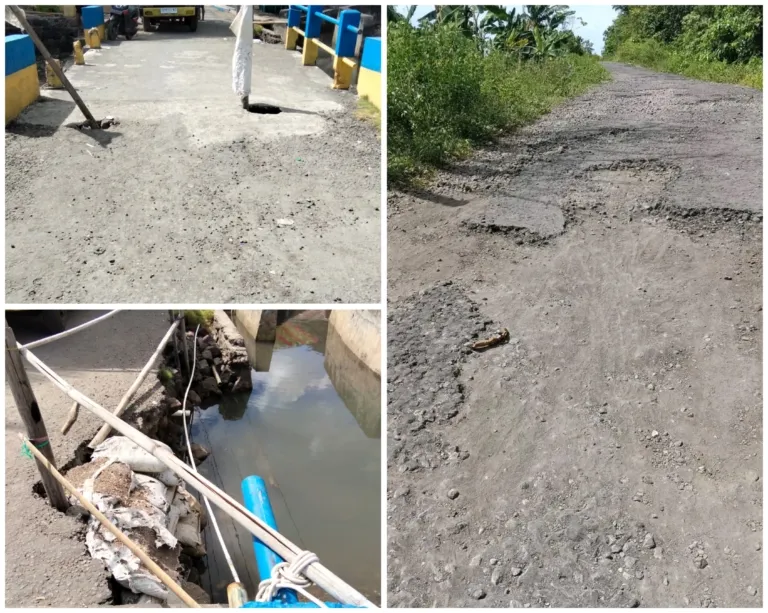 Kondisi jalan rusak di Pulau Moti, Kota Ternate, yang mengalami kerusakan di sejumlah titik dan dinilai membahayakan pengguna jalan, terutama kendaraan roda dua dan roda empat. Sumber: Istimewa