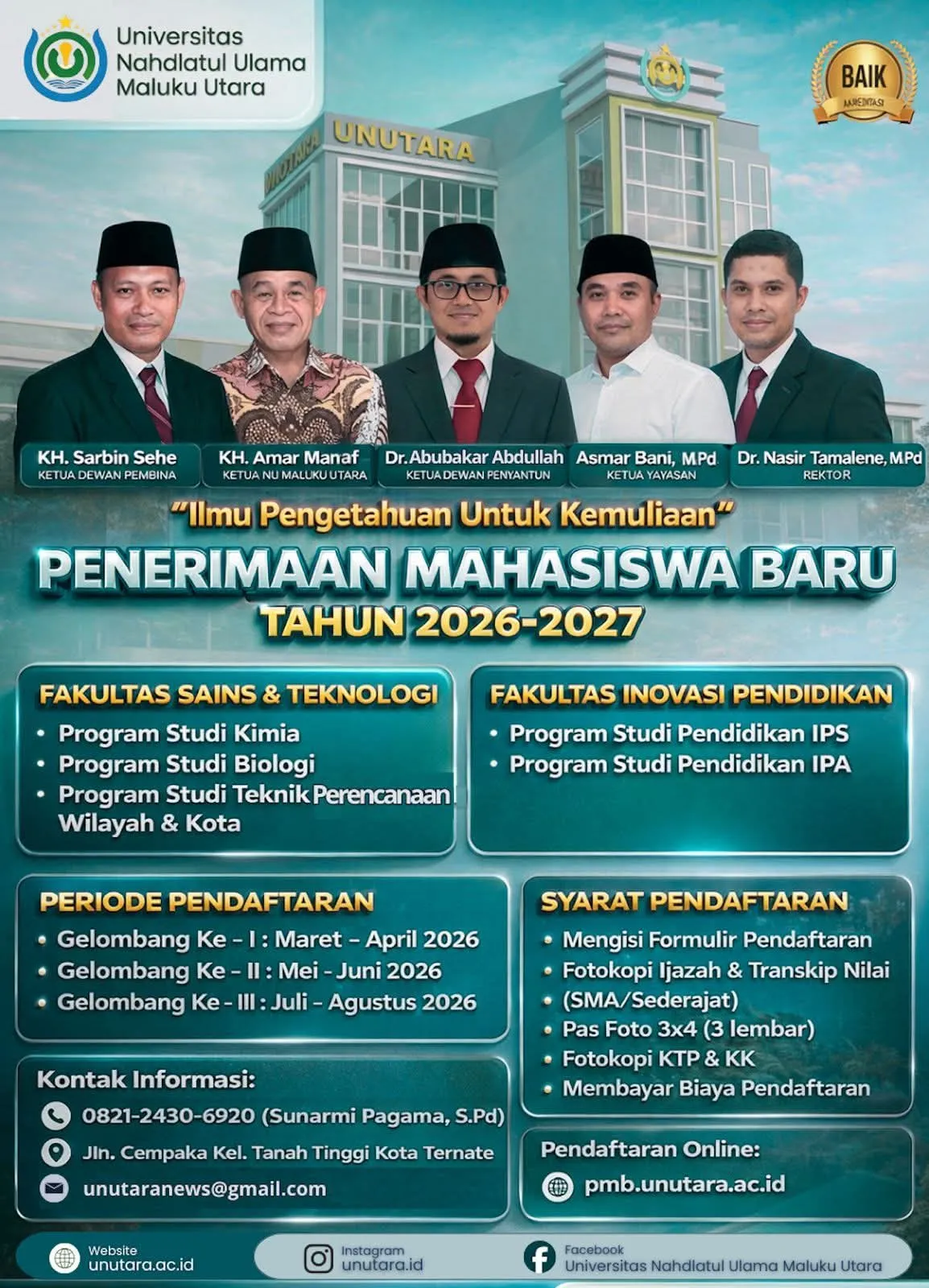 UNUTARA Buka PMB 2026/2027: Ini Jadwal dan Syaratnya
