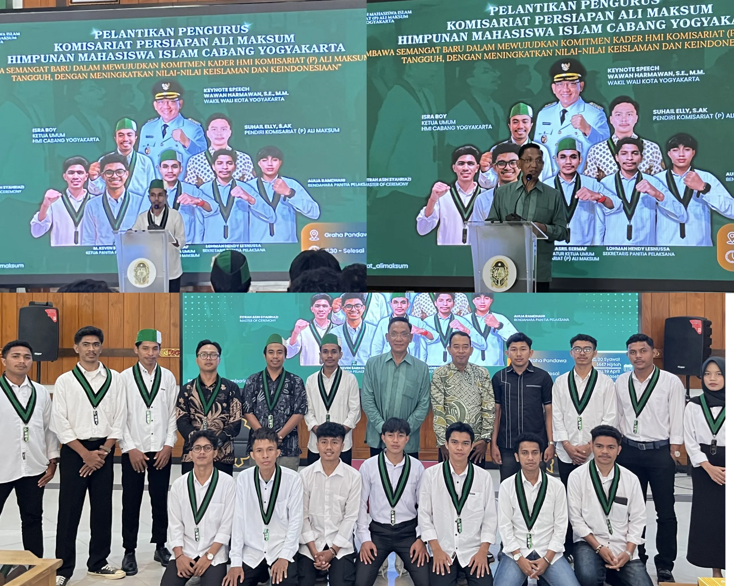 Wakil Wali Kota Yogyakarta Wawan Harmawan saat memberikan sambutan di pelantikan HMI Ali Maksum.