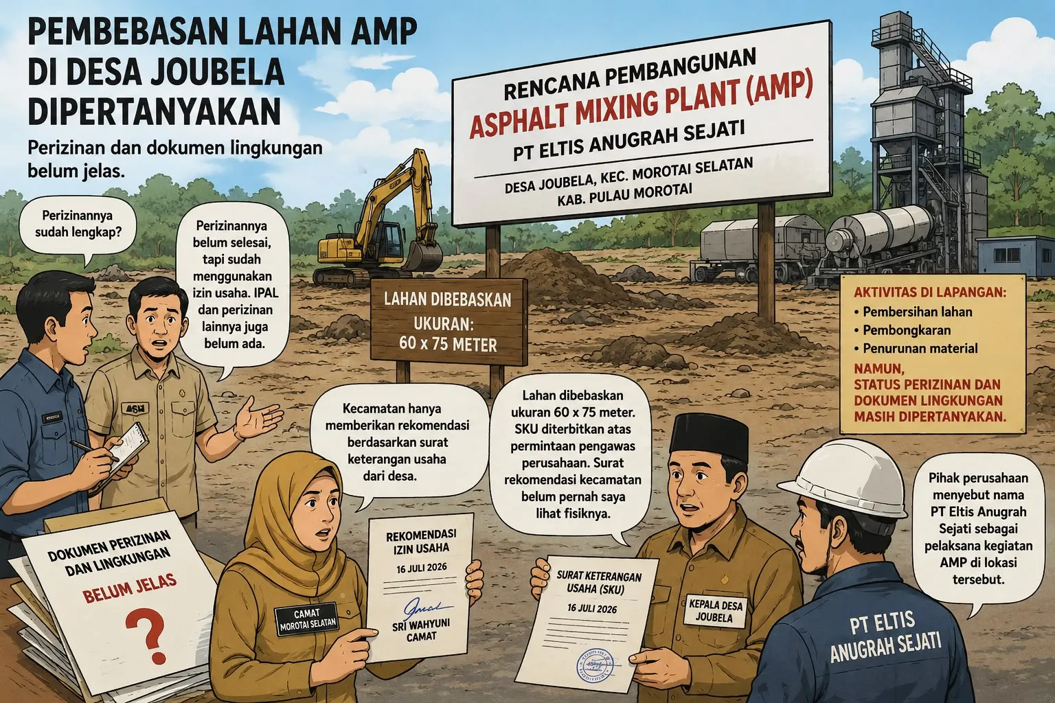 Proses Pembebasan Lahan AMP PT Eltis Anugrah Sejati di Morotai Dipertanyakan, Camat: Hanya Beri Rekomendasi